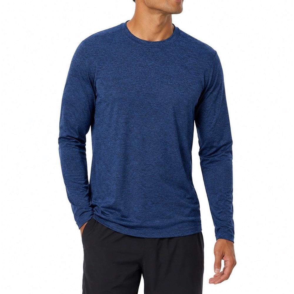 Lululemon Mens M Blue Long Sleeve Performance Shirt Zip Pocket Running Athletic
